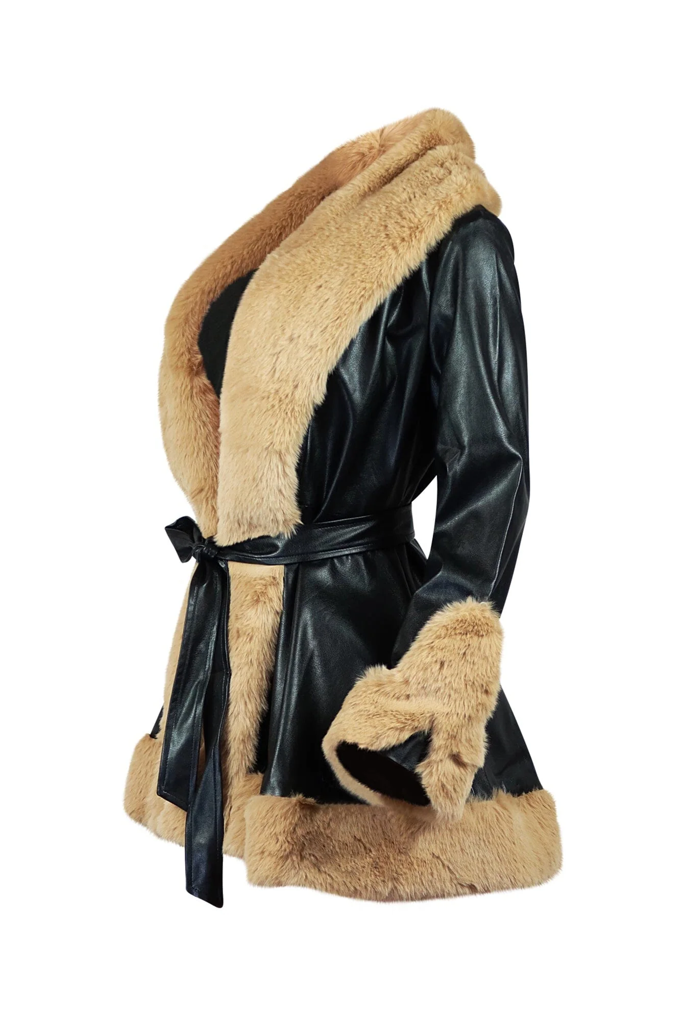 Bronx PU Faux Fur Flare Coat 7 Bronx PU Faux Fur Flare Coat