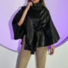 Vennett Faux Leather Poncho Cape