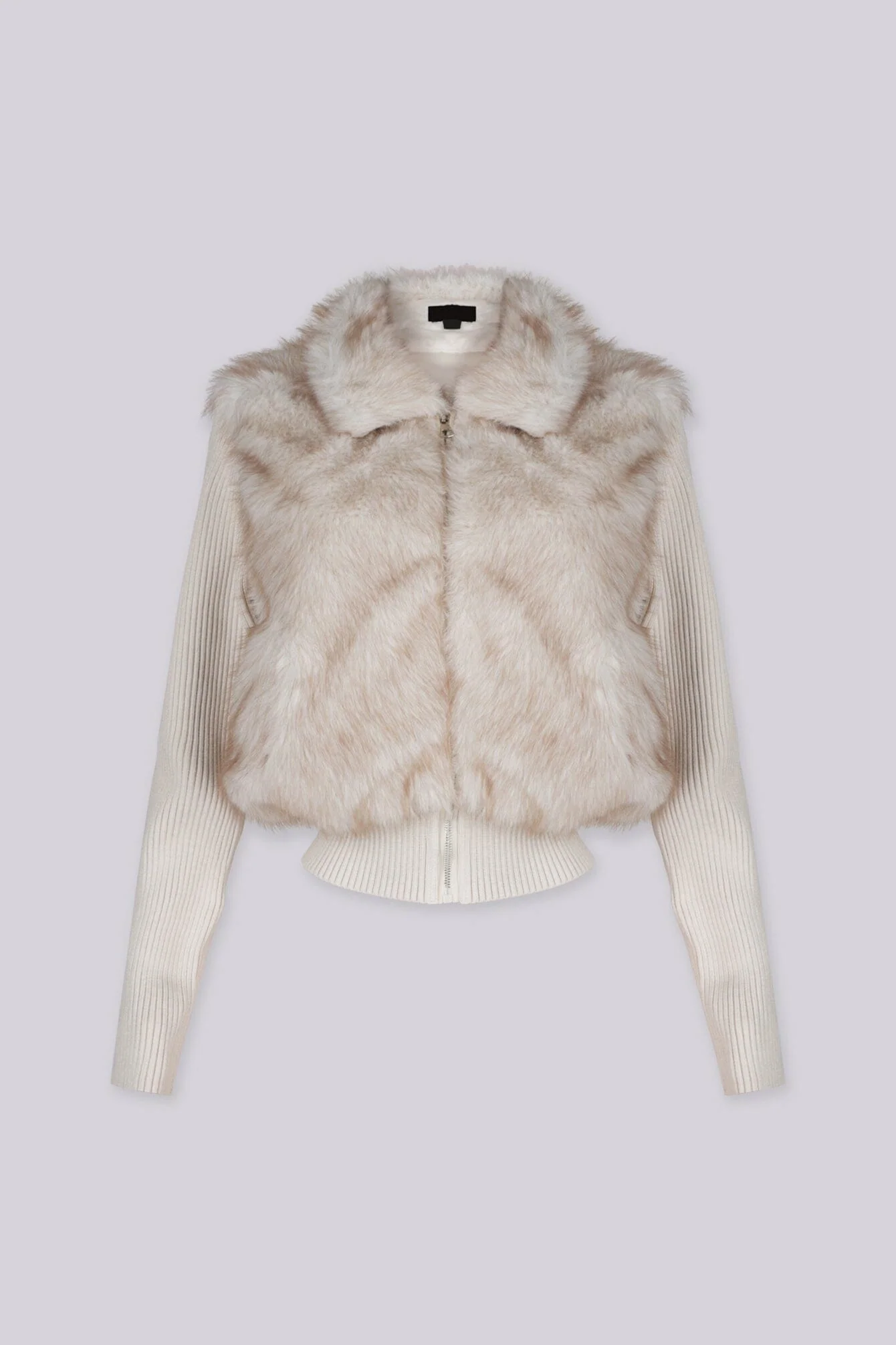 Apres Fur Collared Knit Jacket