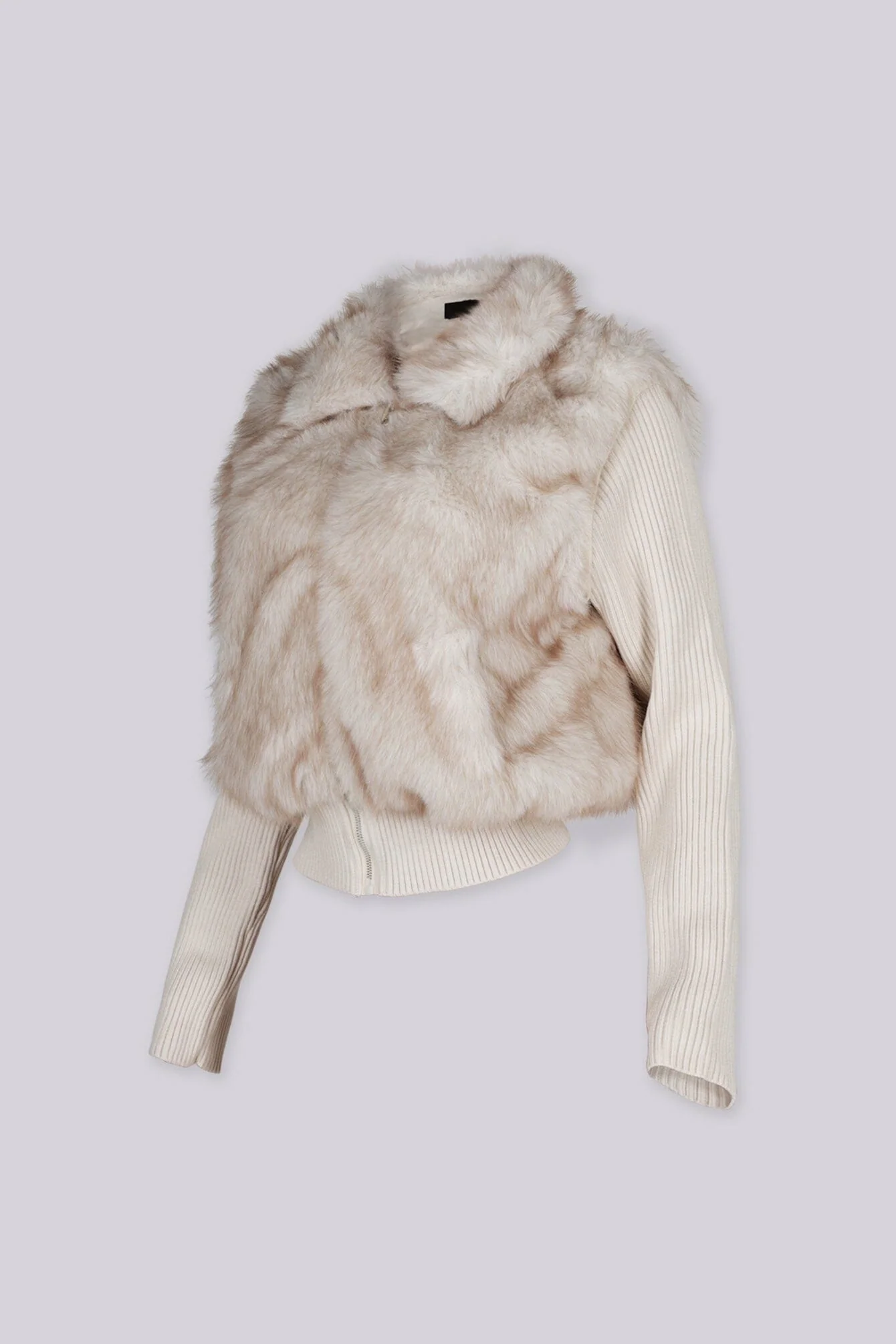 Apres Fur Collared Knit Jacket