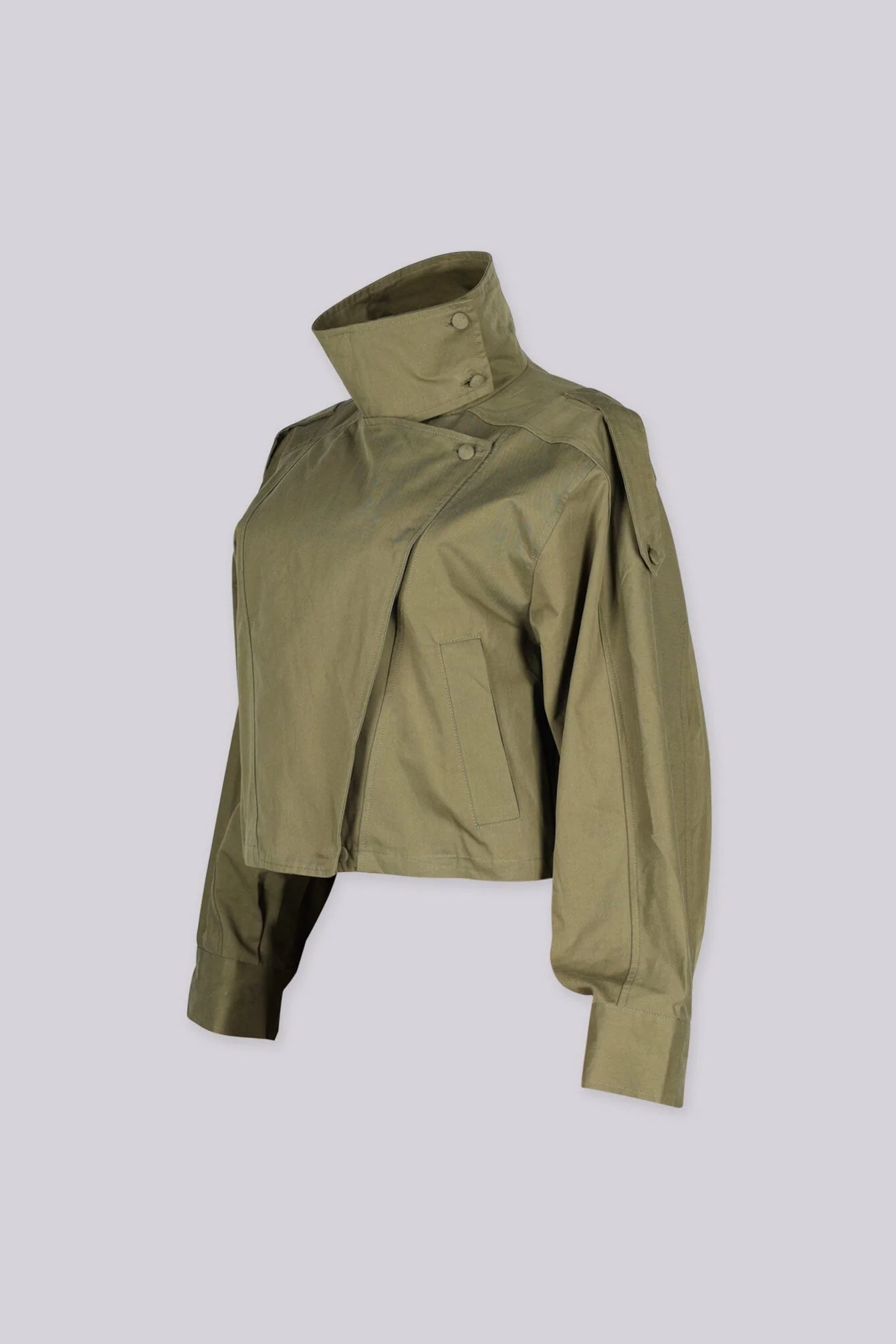Quinby Draped Collar Utility Jacket
