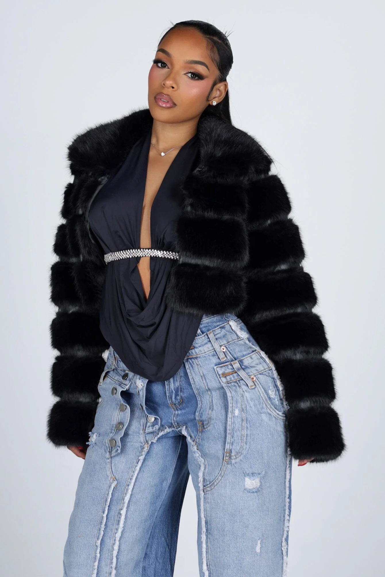 Glacier Tiered Faux Fur Jacket