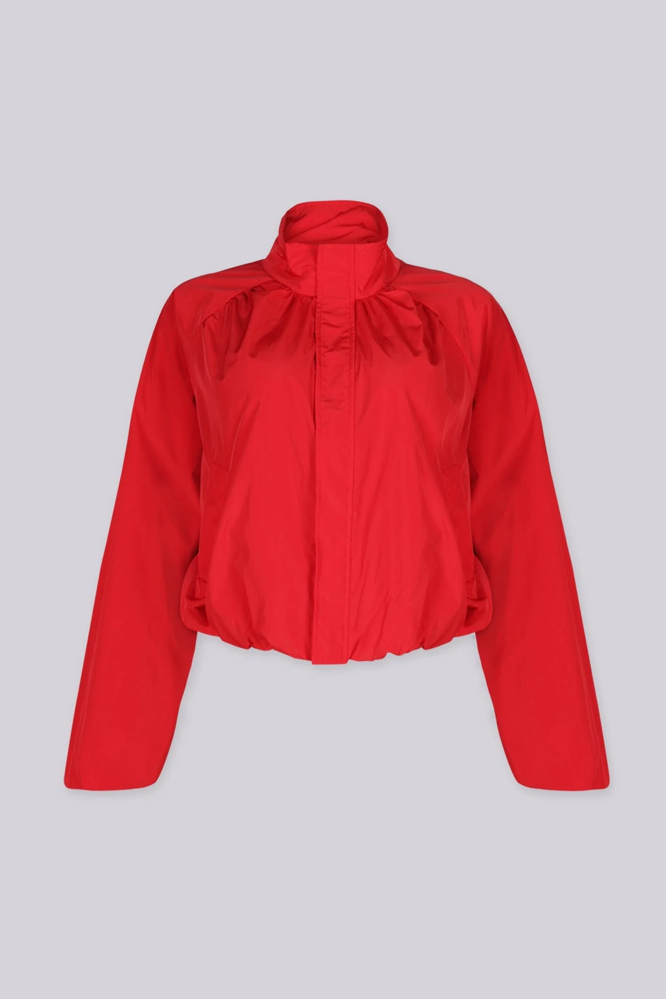 Cardinal Balloon Hem Cropped Jacket