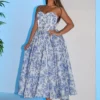 Riviera Bloom Corset Midi Dress