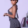 Breeze Stripe Halter Mini Dress