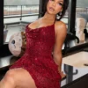 Merinda Sequin Halter Mini Dress