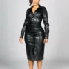 Urban Edge PU Shirt Midi Dress