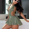 Giselle Faux Leather Flare Mini Dress