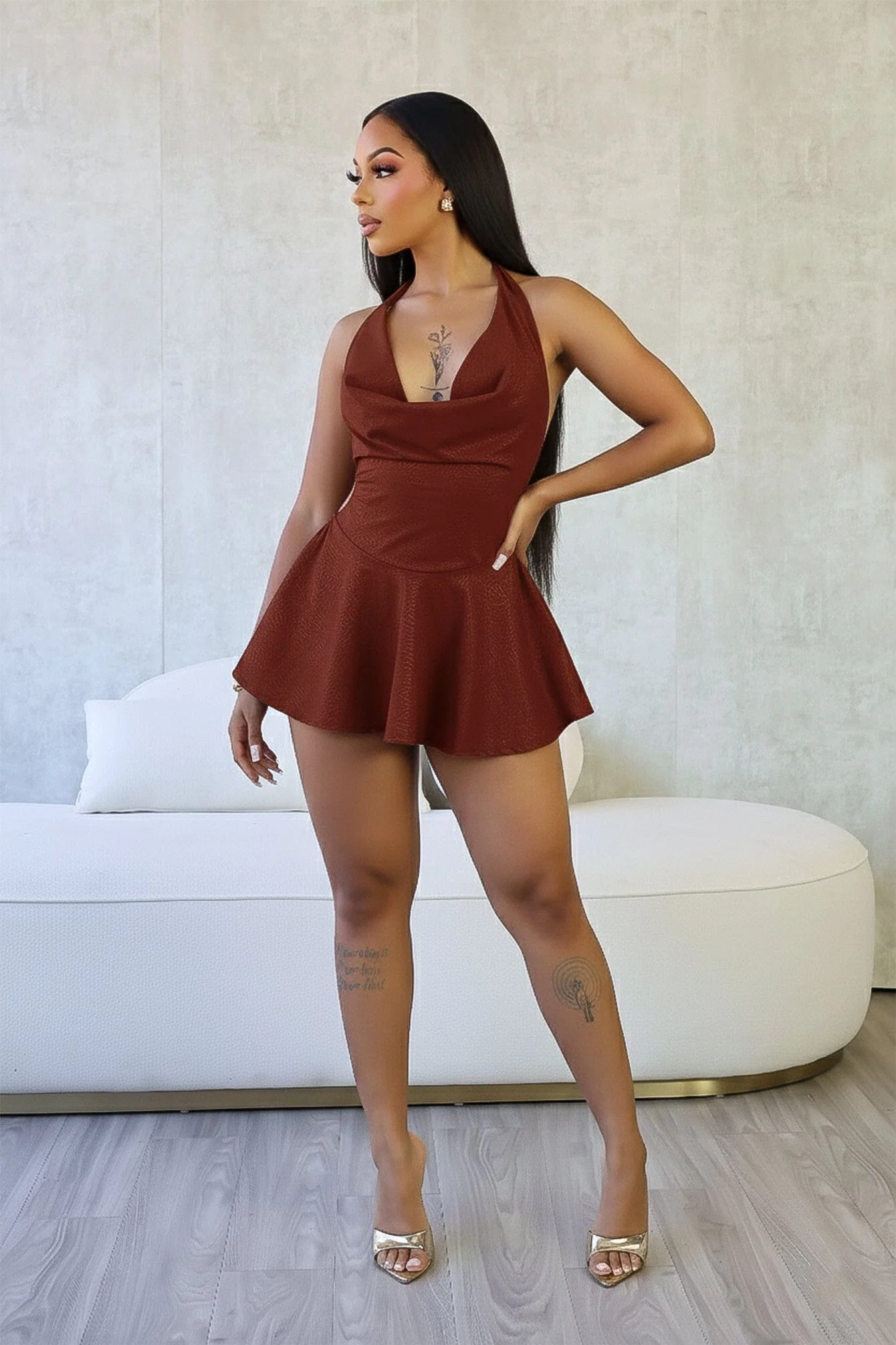 Kova Faux Leather Halter Dress 5 Kova Faux Leather Halter Dress