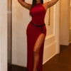 Nuit Allure Halter Maxi Dress