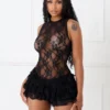 Kissloop Lace Halter Mini Dress