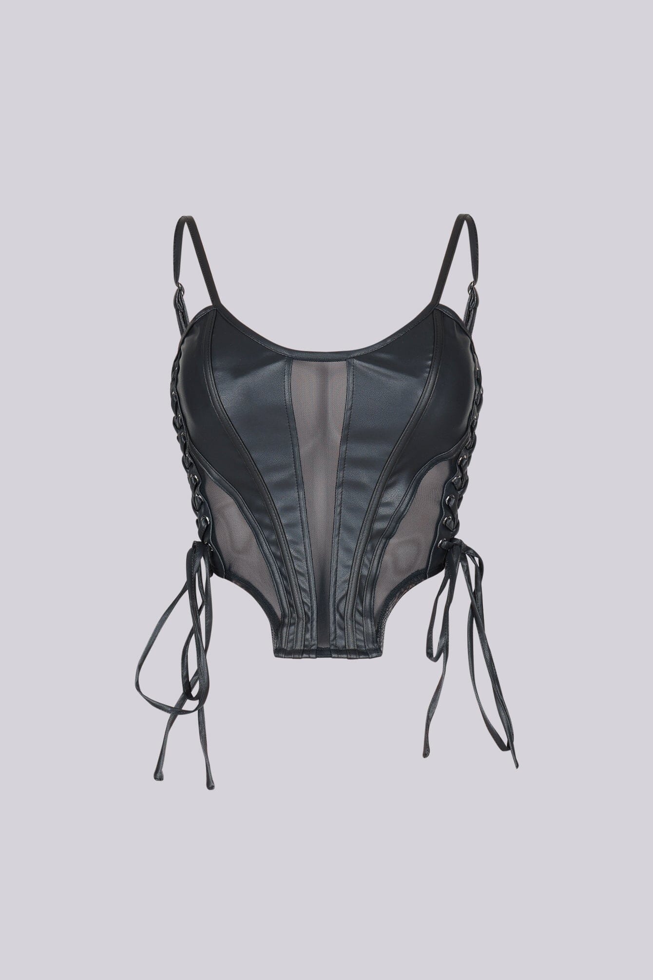 TX Lace Up Luxe Leather Crop Top