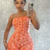 Meet Me At Noon Knit Patterned Tube Romper