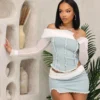 Keep You Close Mesh Denim Top & Skirt SET