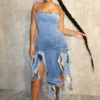 Rosie Ruffle Denim Tube Dress