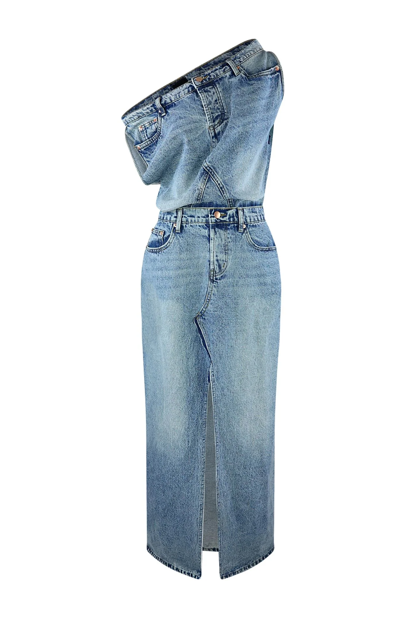 Sawyer Un Balanced Denim Maxi Dress