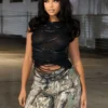 Tayah Mesh Faux Leather Top
