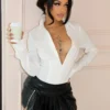 Own Me V Neck Long Sleeve Polo Bodysuit