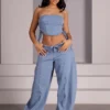 Breakline Denim Top & Jogger SET