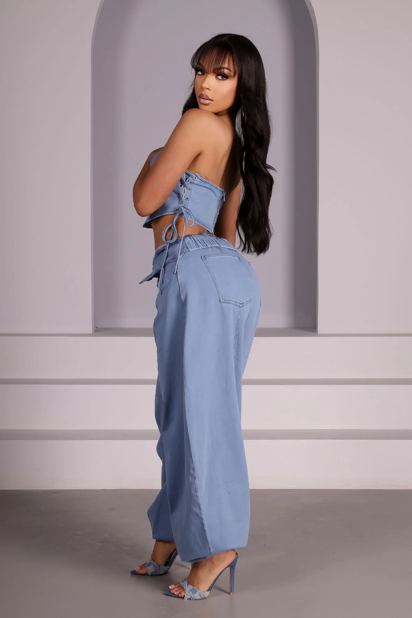 Breakline Denim Top & Jogger SET