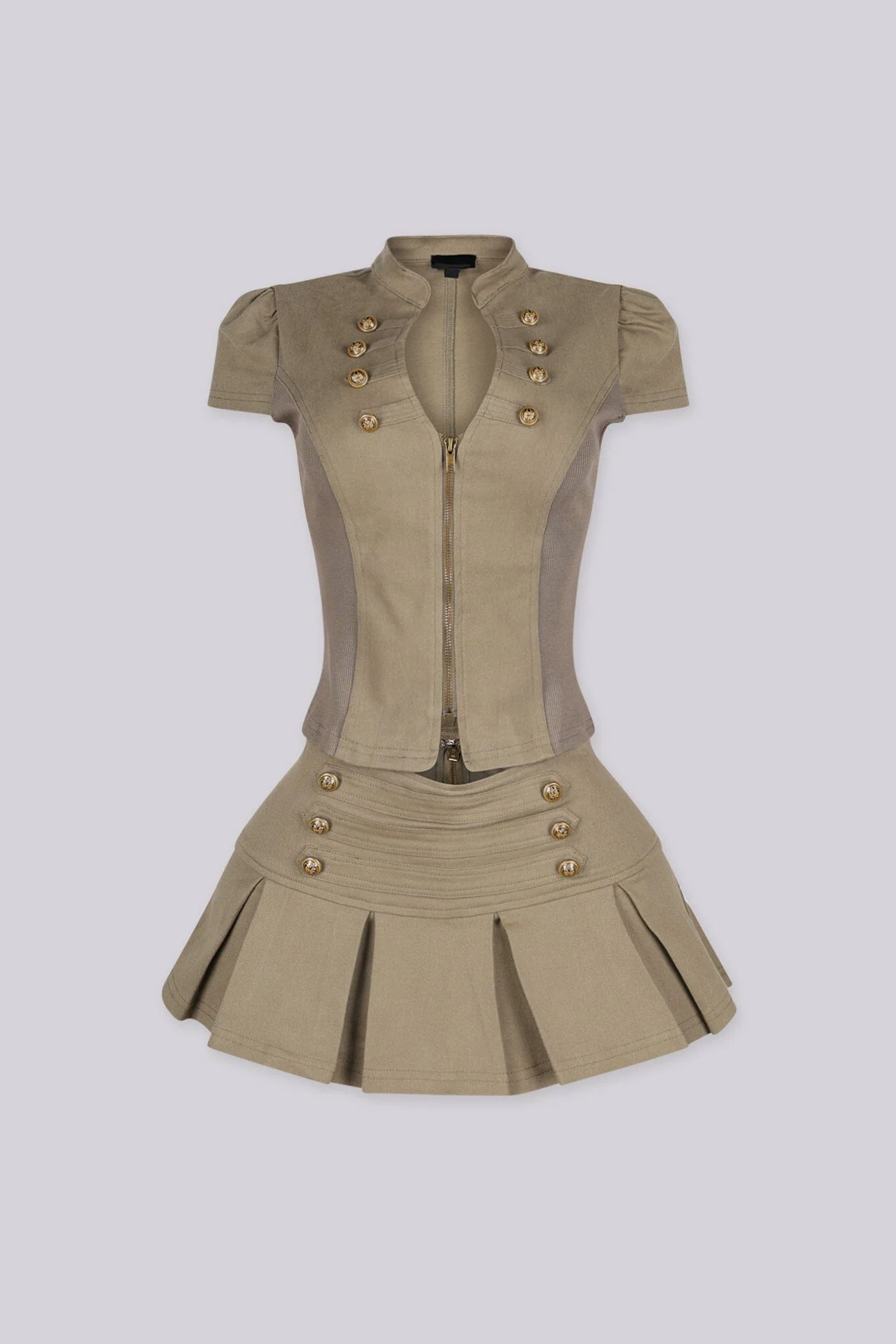 Yvette Military Chic Top & Skirt SET 4 Yvette Military Chic Top & Skirt SET