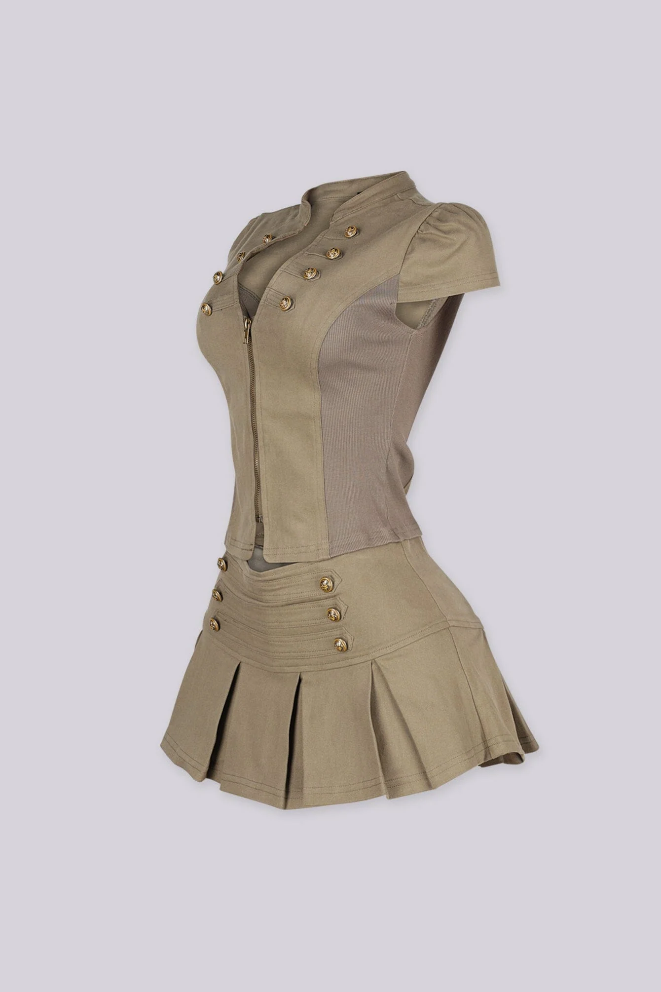 Yvette Military Chic Top & Skirt SET 5 Yvette Military Chic Top & Skirt SET