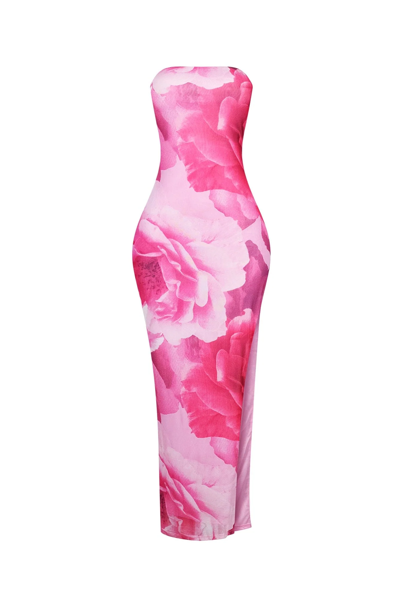 Powdery Floral Print Tube Maxi Dress 3 Powdery Floral Print Tube Maxi Dress