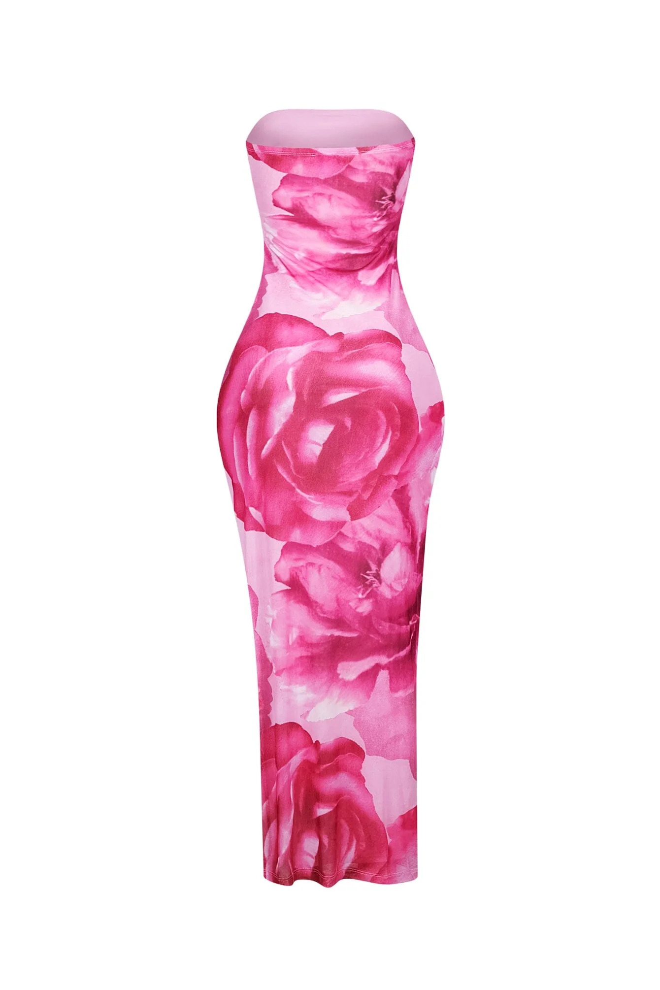 Powdery Floral Print Tube Maxi Dress 5 Powdery Floral Print Tube Maxi Dress