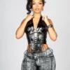 Prague Noir PU Corset Halter Top