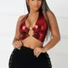 Lustrous Glow Halter Metallic Top