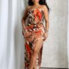 Botanical Cutout Floral Maxi Tube Dress
