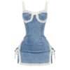 Jezebel Denim Mini Dress With Lace Trim