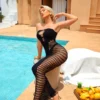 Sultry Sheer Fishnet Tube Dress