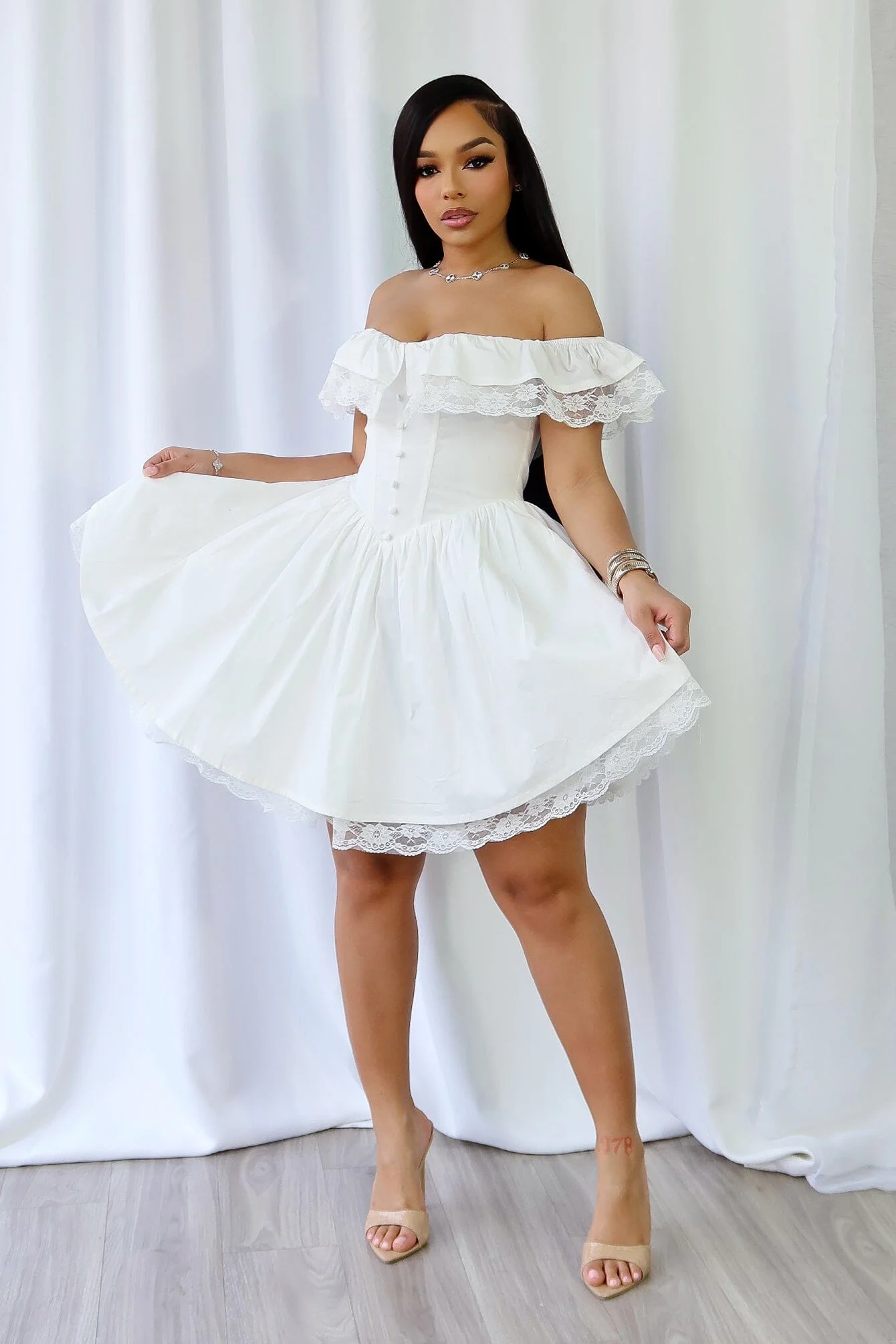 Minami Poplin Off Shoulder Mini Dress