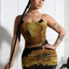Luciana Mesh Floral Print Mini Dress