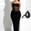 Rhoda Mesh Tank Ruching Maxi Dress
