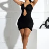 Elizabeth Mesh Tank Cutout Ruffle Mini Dress