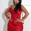Fernanda Satin Floral String Mini Dress