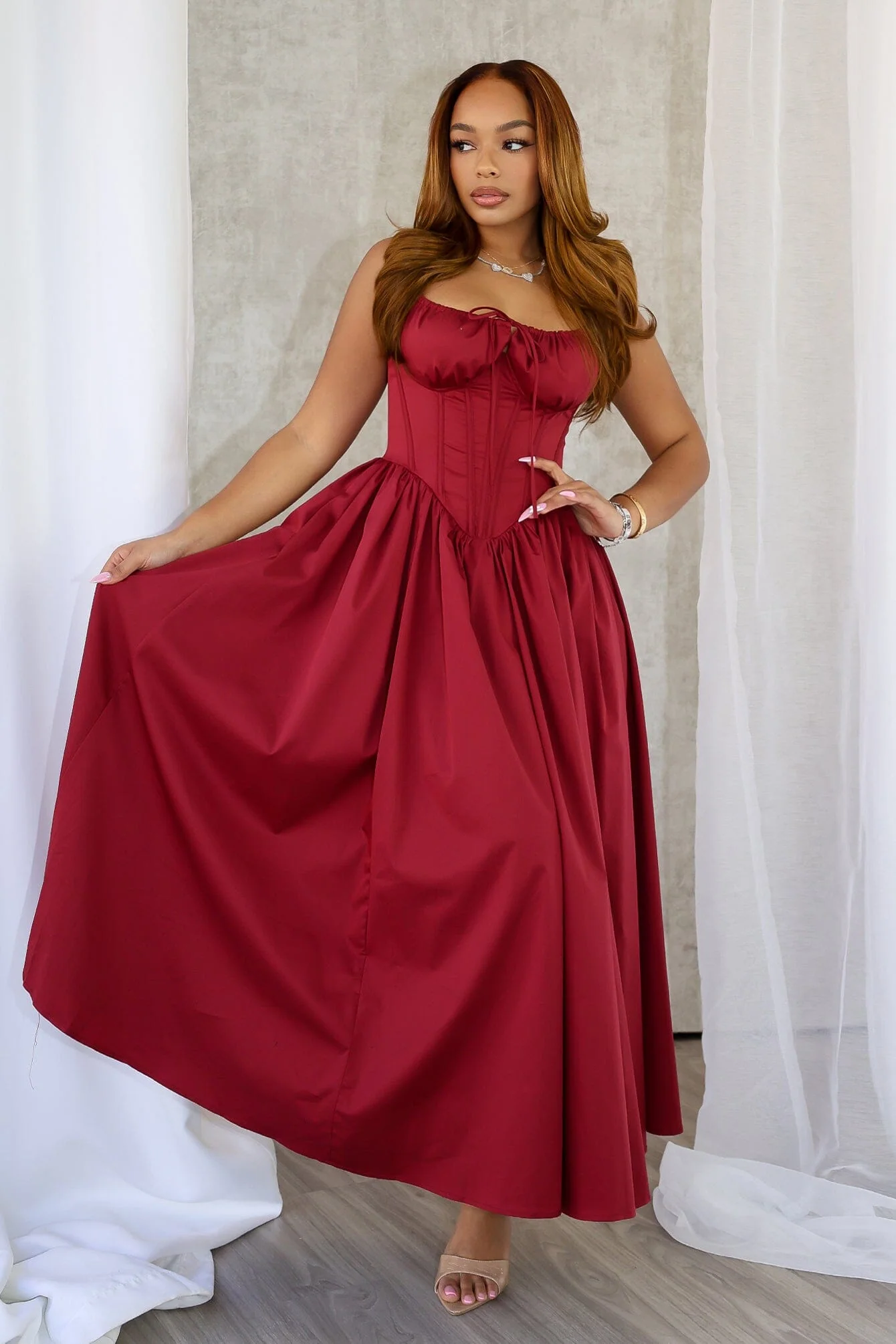 Eillen Poplin Corset A-line Long Dress