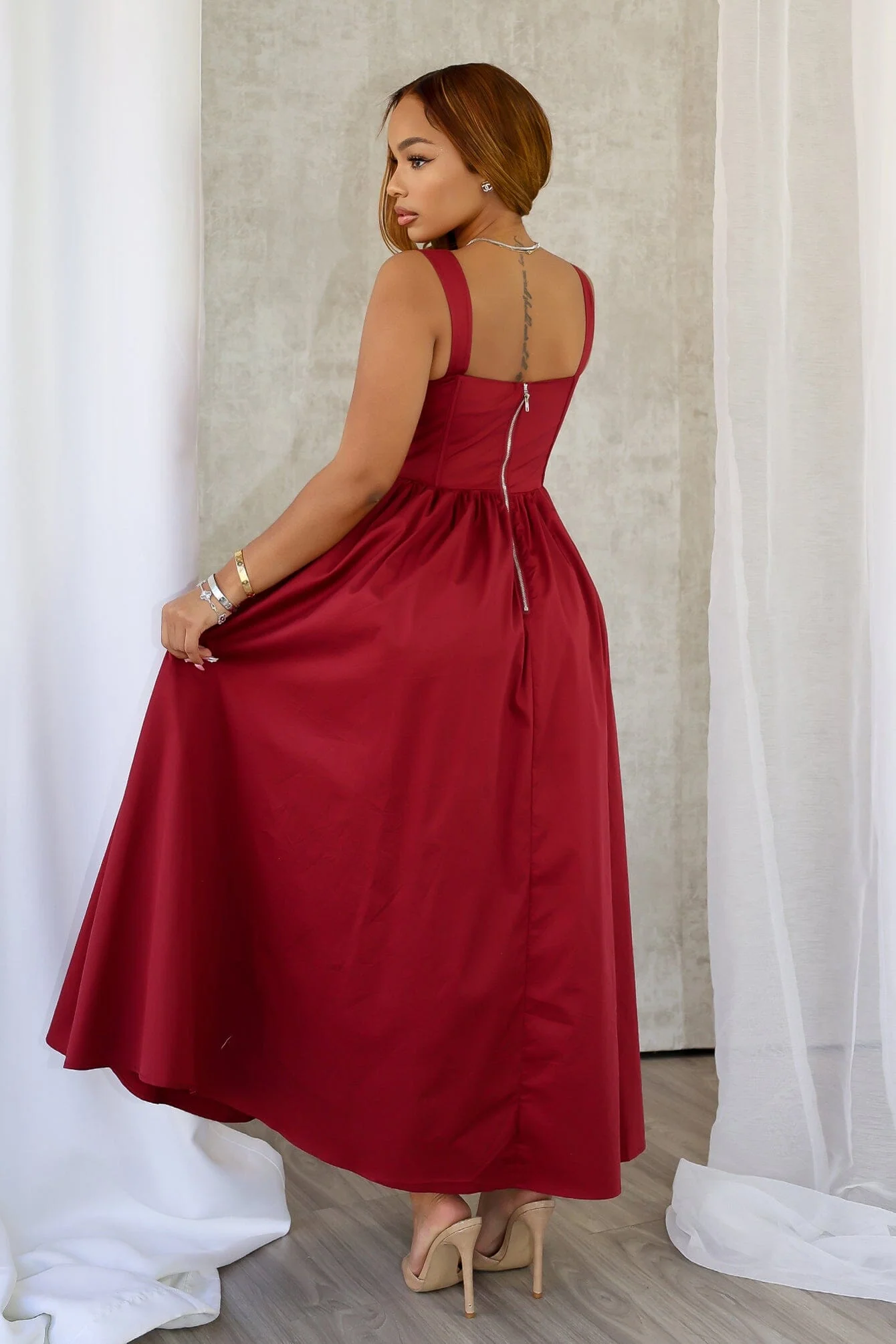 Eillen Poplin Corset A-line Long Dress