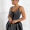 Marie Mesh Rhinestone Pleated Mini Dress