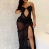 Wila Mesh Ruffled Maxi Dress With Panty Lining