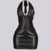 Lyra Lace Halter Faux Leather Mini Dress