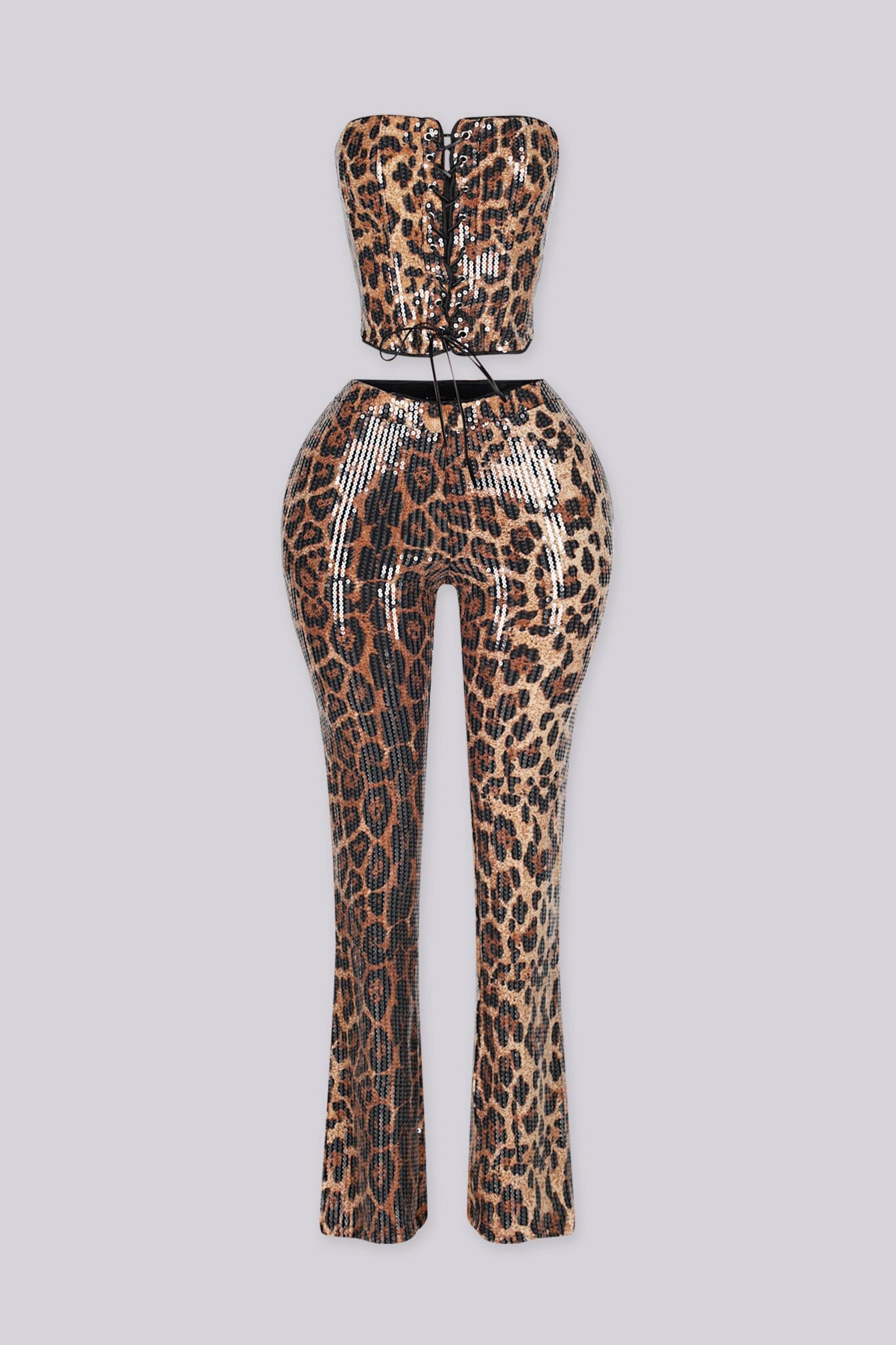 Anaya Sequin Lace Up Top & Pants SET