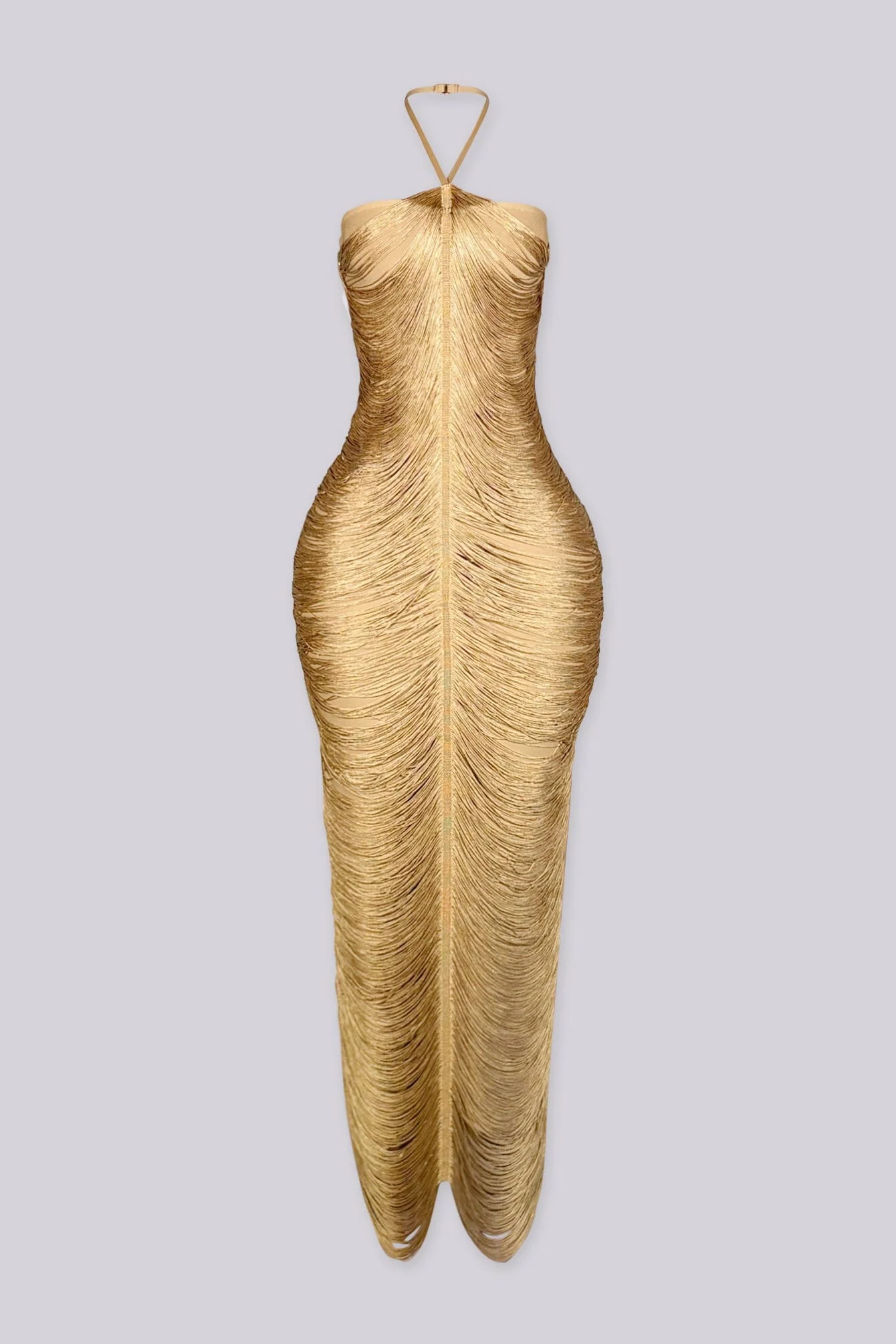 Selkie Fringe Drape Midi Dress