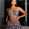 Delphine Rhinestone Plaid Ruffle Mini Dress