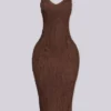 Marigold Textured Knit Cutout Midi Dress